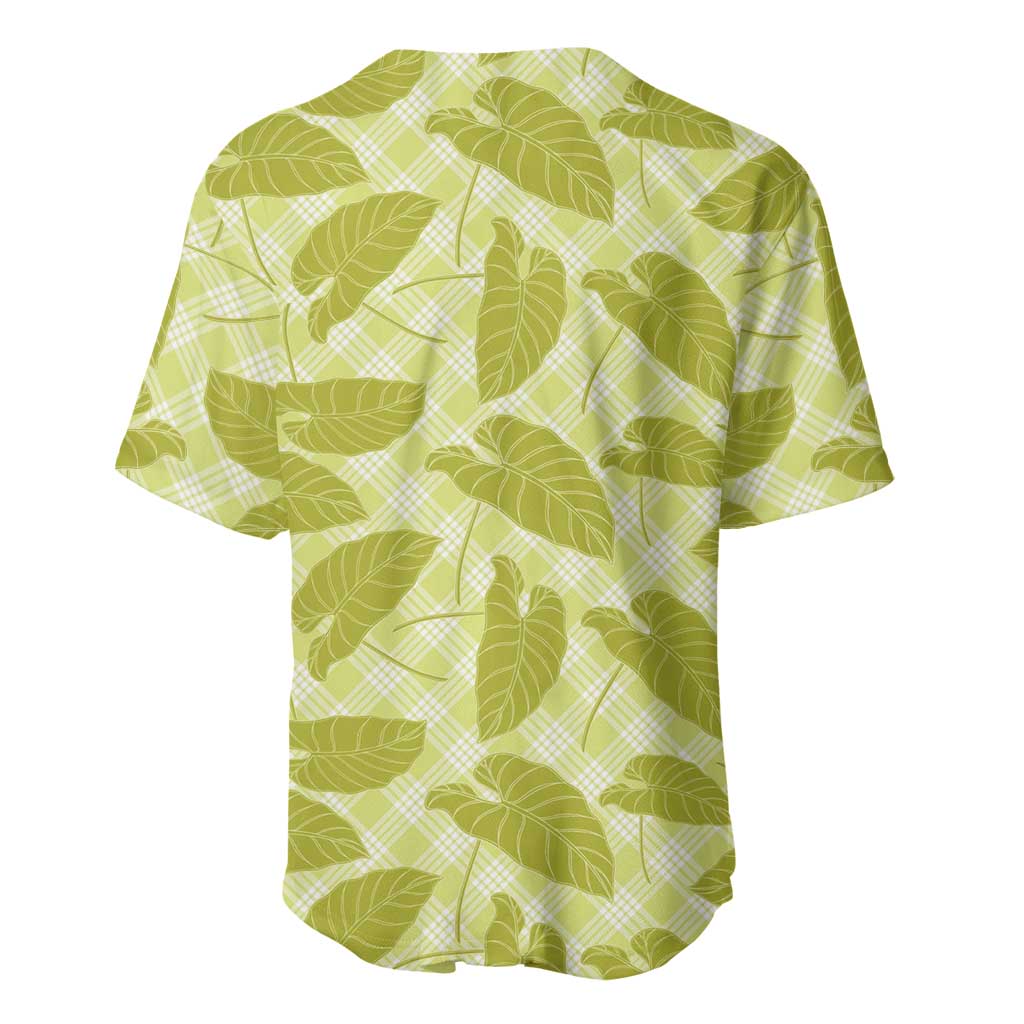 Lime Green Hawaii Kalo Palaka Motifs Baseball Jersey Hawaiian Taro Leaves Elegant Vibes LT14 - Polynesian Pride