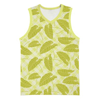 Lime Green Hawaii Kalo Palaka Motifs Basketball Jersey Hawaiian Taro Leaves Elegant Vibes LT14 Unisex Lime Green - Polynesian Pride