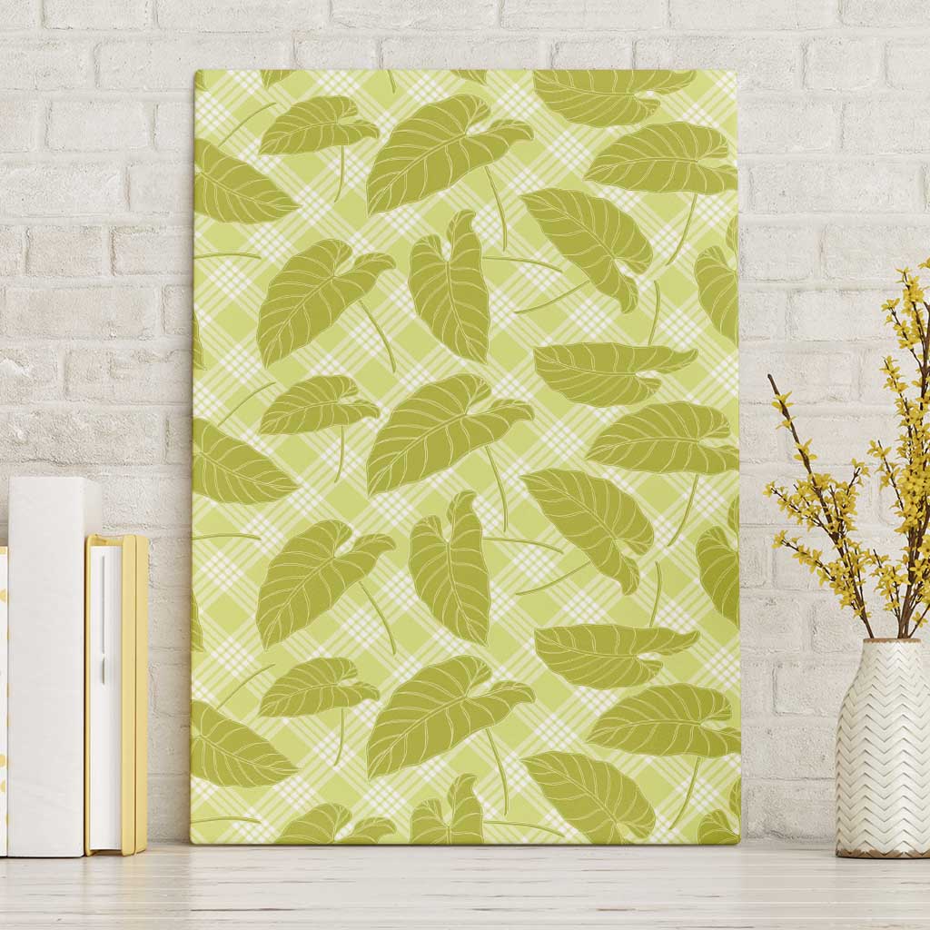 Lime Green Hawaii Kalo Palaka Motifs Canvas Wall Art Hawaiian Taro Leaves Elegant Vibes LT14 Without Frame Lime Green - Polynesian Pride
