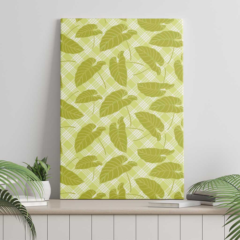 Lime Green Hawaii Kalo Palaka Motifs Canvas Wall Art Hawaiian Taro Leaves Elegant Vibes LT14 - Polynesian Pride