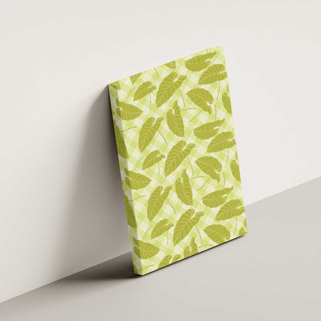 Lime Green Hawaii Kalo Palaka Motifs Canvas Wall Art Hawaiian Taro Leaves Elegant Vibes LT14 - Polynesian Pride