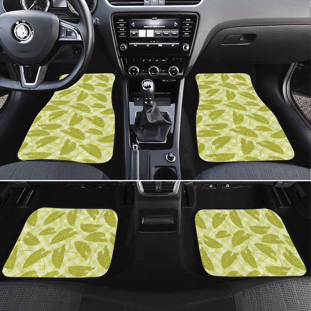 Lime Green Hawaii Kalo Palaka Motifs Car Mats Hawaiian Taro Leaves Elegant Vibes LT14 Set 4pcs Lime Green - Polynesian Pride