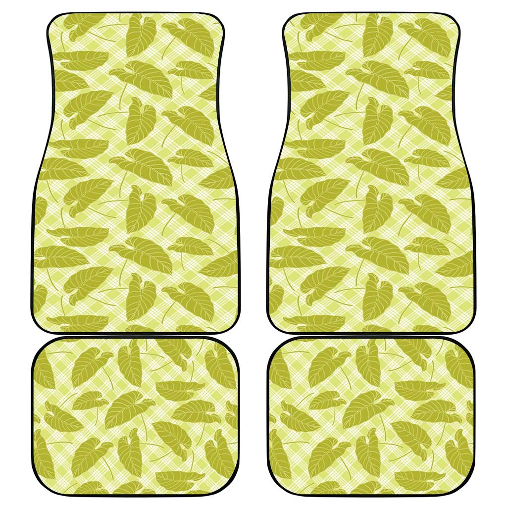 Lime Green Hawaii Kalo Palaka Motifs Car Mats Hawaiian Taro Leaves Elegant Vibes LT14 - Polynesian Pride