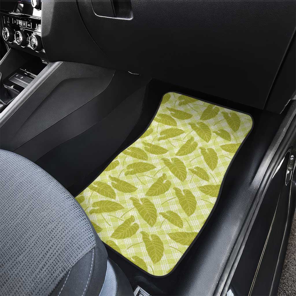Lime Green Hawaii Kalo Palaka Motifs Car Mats Hawaiian Taro Leaves Elegant Vibes LT14 - Polynesian Pride