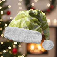 Lime Green Hawaii Kalo Palaka Motifs Christmas Santa Hat Hawaiian Taro Leaves Elegant Vibes LT14 With Fur Lime Green - Polynesian Pride