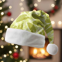 Lime Green Hawaii Kalo Palaka Motifs Christmas Santa Hat Hawaiian Taro Leaves Elegant Vibes LT14 Without Fur Lime Green - Polynesian Pride