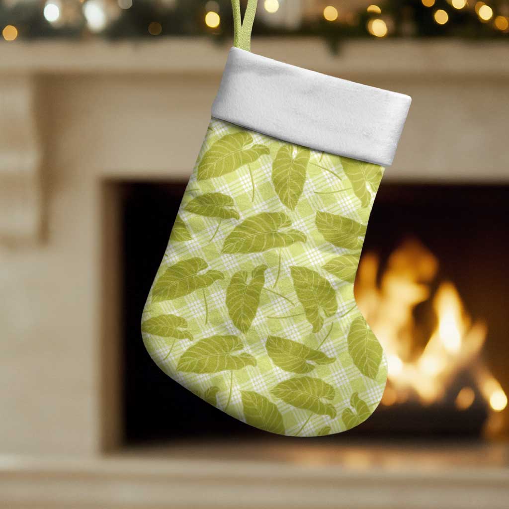 Lime Green Hawaii Kalo Palaka Motifs Christmas Stocking Hawaiian Taro Leaves Elegant Vibes LT14 Set of 2 Lime Green - Polynesian Pride