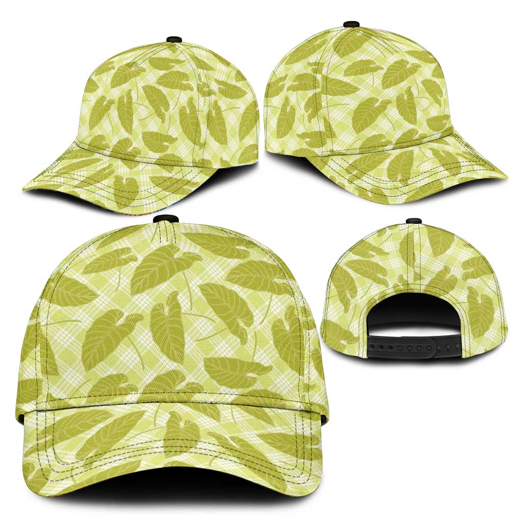 Lime Green Hawaii Kalo Palaka Motifs Classic Cap Hawaiian Taro Leaves Elegant Vibes