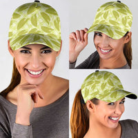 Lime Green Hawaii Kalo Palaka Motifs Classic Cap Hawaiian Taro Leaves Elegant Vibes