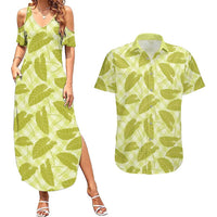 Lime Green Hawaii Kalo Palaka Motifs Couples Matching Summer Maxi Dress and Hawaiian Shirt Hawaiian Taro Leaves Elegant Vibes LT14 Lime Green - Polynesian Pride