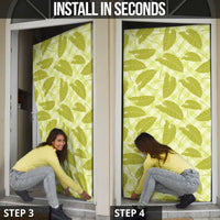 Lime Green Hawaii Kalo Palaka Motifs Door Cover Hawaiian Taro Leaves Elegant Vibes LT14 - Polynesian Pride