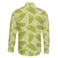 Lime Green Hawaii Kalo Palaka Motifs Family Matching Off The Shoulder Long Sleeve Dress and Hawaiian Shirt Hawaiian Taro Leaves Elegant Vibes LT14 - Polynesian Pride