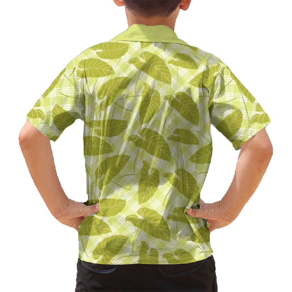 Lime Green Hawaii Kalo Palaka Motifs Family Matching Off Shoulder Maxi Dress and Hawaiian Shirt Hawaiian Taro Leaves Elegant Vibes LT14 - Polynesian Pride