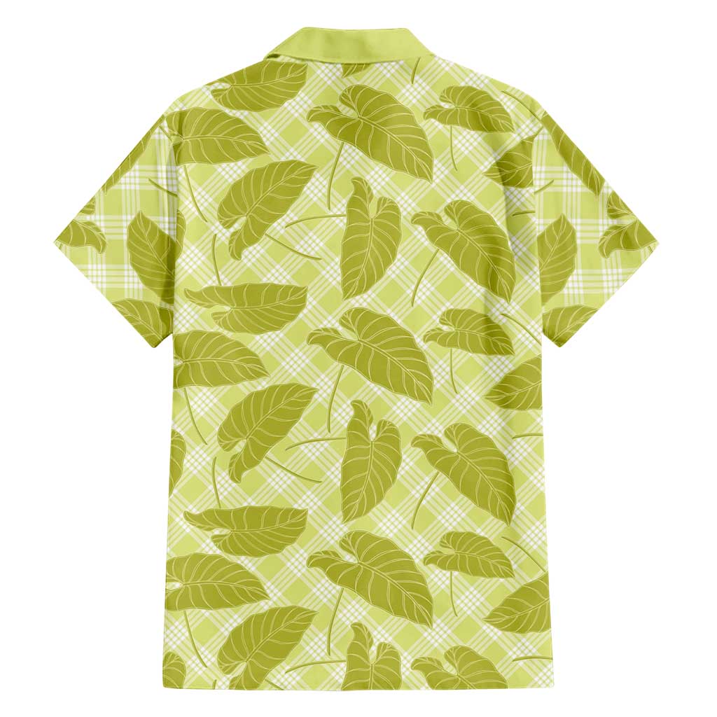 Lime Green Hawaii Kalo Palaka Motifs Family Matching Puletasi and Hawaiian Shirt Hawaiian Taro Leaves Elegant Vibes LT14 - Polynesian Pride