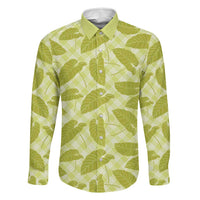 Lime Green Hawaii Kalo Palaka Motifs Family Matching Short Sleeve Bodycon Dress and Hawaiian Shirt Hawaiian Taro Leaves Elegant Vibes LT14 Dad's Shirt - Long Sleeve Lime Green - Polynesian Pride
