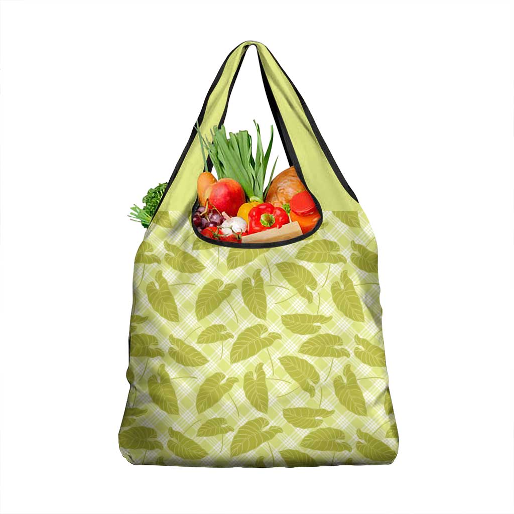 Lime Green Hawaii Kalo Palaka Motifs Grocery Bag Hawaiian Taro Leaves Elegant Vibes LT14 1-pack One Size Lime Green - Polynesian Pride