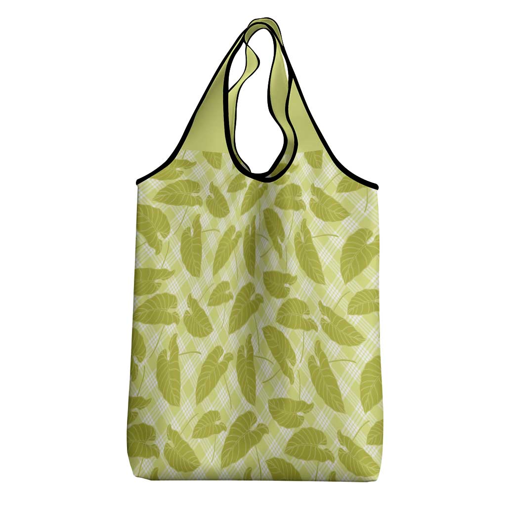 Lime Green Hawaii Kalo Palaka Motifs Grocery Bag Hawaiian Taro Leaves Elegant Vibes LT14 - Polynesian Pride