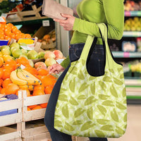 Lime Green Hawaii Kalo Palaka Motifs Grocery Bag Hawaiian Taro Leaves Elegant Vibes LT14 - Polynesian Pride