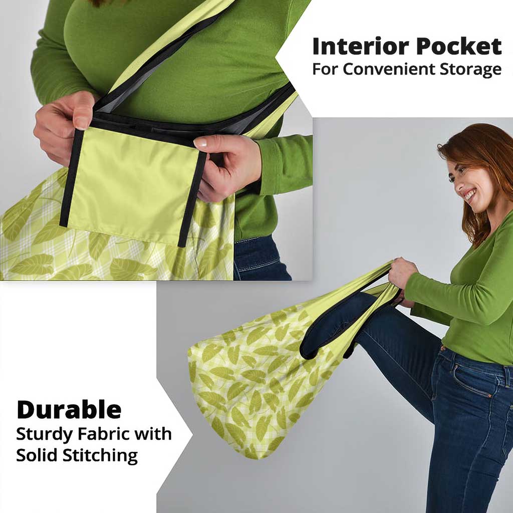 Lime Green Hawaii Kalo Palaka Motifs Grocery Bag Hawaiian Taro Leaves Elegant Vibes LT14 - Polynesian Pride