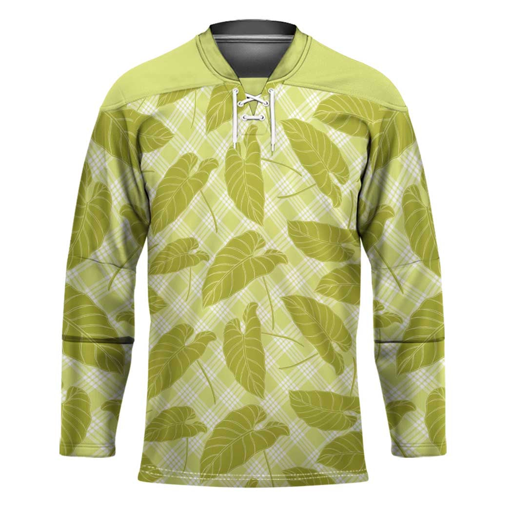 Lime Green Hawaii Kalo Palaka Motifs Hockey Jersey Hawaiian Taro Leaves Elegant Vibes LT14 Unisex Lime Green - Polynesian Pride