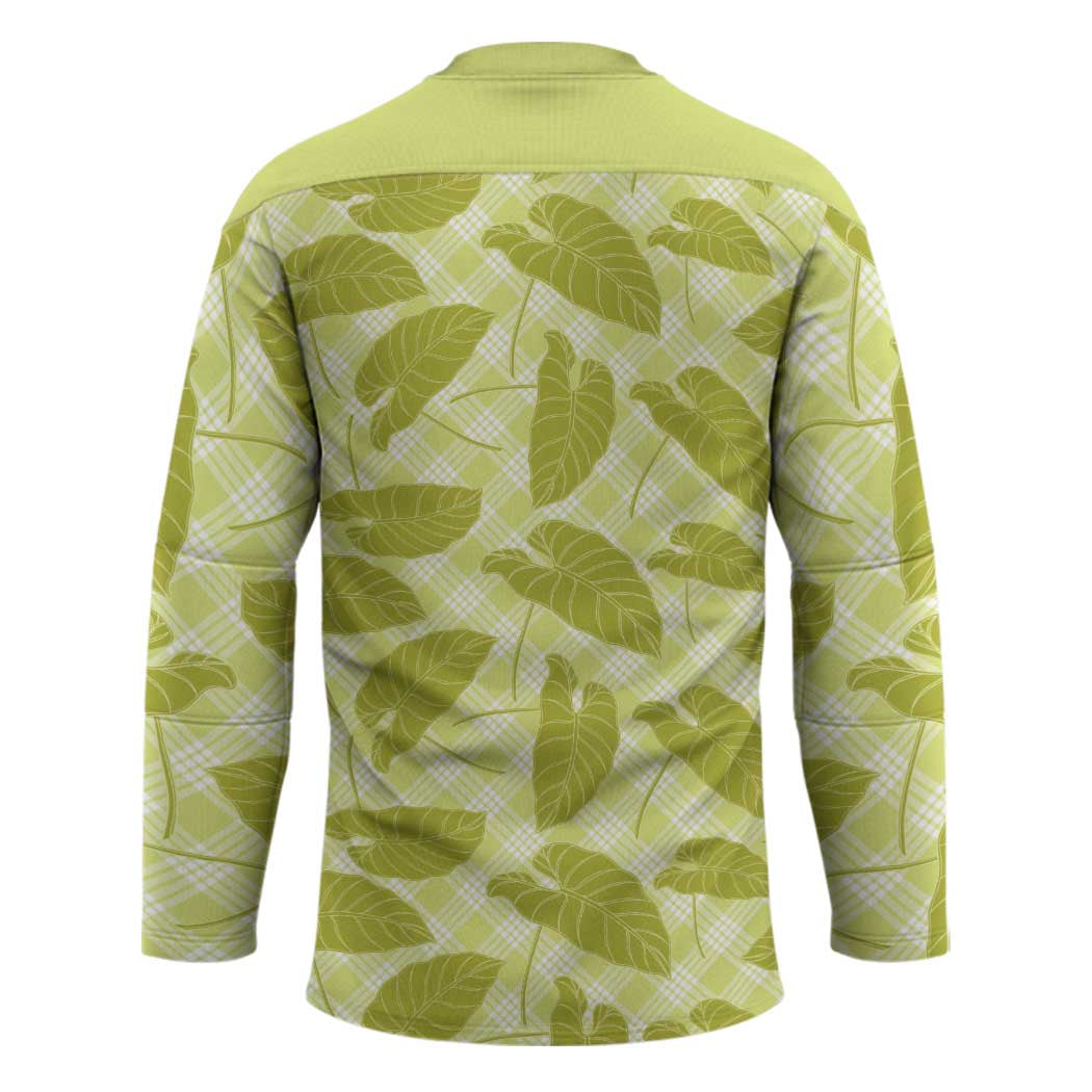 Lime Green Hawaii Kalo Palaka Motifs Hockey Jersey Hawaiian Taro Leaves Elegant Vibes LT14 - Polynesian Pride