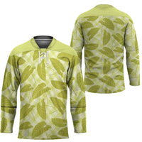 Lime Green Hawaii Kalo Palaka Motifs Hockey Jersey Hawaiian Taro Leaves Elegant Vibes LT14 - Polynesian Pride