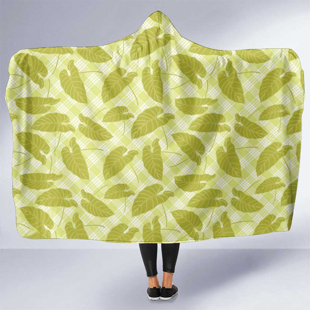 Lime Green Hawaii Kalo Palaka Motifs Hooded Blanket Hawaiian Taro Leaves Elegant Vibes LT14 One Size Lime Green - Polynesian Pride