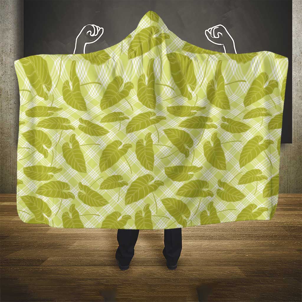 Lime Green Hawaii Kalo Palaka Motifs Hooded Blanket Hawaiian Taro Leaves Elegant Vibes LT14 - Polynesian Pride