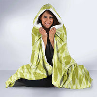 Lime Green Hawaii Kalo Palaka Motifs Hooded Blanket Hawaiian Taro Leaves Elegant Vibes LT14 - Polynesian Pride