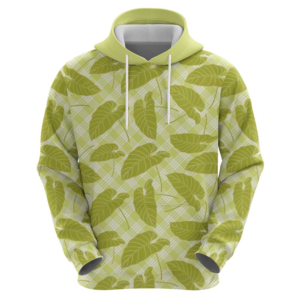 Lime Green Hawaii Kalo Palaka Motifs Hoodie Hawaiian Taro Leaves Elegant Vibes LT14 - Polynesian Pride