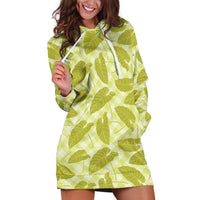 Lime Green Hawaii Kalo Palaka Motifs Hoodie Dress Hawaiian Taro Leaves Elegant Vibes LT14 Lime Green - Polynesian Pride
