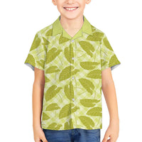 Lime Green Hawaii Kalo Palaka Motifs Kid Hawaiian Shirt Hawaiian Taro Leaves Elegant Vibes LT14 Kid Lime Green - Polynesian Pride