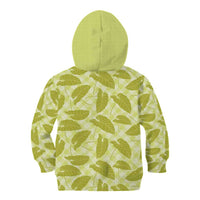 Lime Green Hawaii Kalo Palaka Motifs Kid Hoodie Hawaiian Taro Leaves Elegant Vibes LT14 - Polynesian Pride