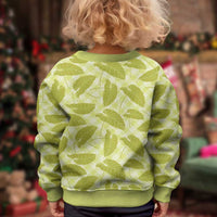 Lime Green Hawaii Kalo Palaka Motifs Kid Ugly Christmas Sweater Hawaiian Taro Leaves Elegant Vibes LT14 - Polynesian Pride
