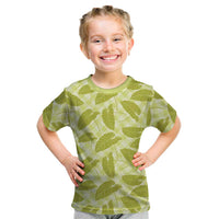 Lime Green Hawaii Kalo Palaka Motifs Kid T Shirt Hawaiian Taro Leaves Elegant Vibes LT14 Lime Green - Polynesian Pride
