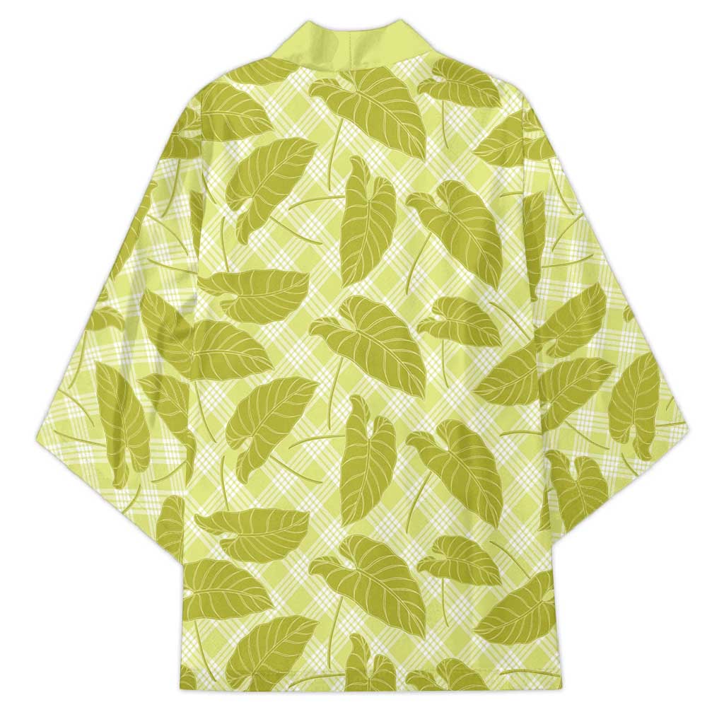 Lime Green Hawaii Kalo Palaka Motifs Kimono Hawaiian Taro Leaves Elegant Vibes LT14 - Polynesian Pride