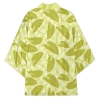 Lime Green Hawaii Kalo Palaka Motifs Kimono Hawaiian Taro Leaves Elegant Vibes LT14 - Polynesian Pride