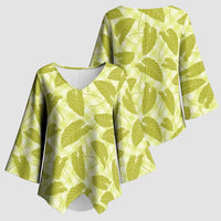 Lime Green Hawaii Kalo Palaka Motifs Kimono Sleeve Blouse Hawaiian Taro Leaves Elegant Vibes LT14 - Polynesian Pride