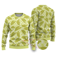 Lime Green Hawaii Kalo Palaka Motifs Ugly Christmas Sweater Hawaiian Taro Leaves Elegant Vibes LT14 Lime Green - Polynesian Pride