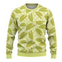 Lime Green Hawaii Kalo Palaka Motifs Ugly Christmas Sweater Hawaiian Taro Leaves Elegant Vibes LT14 - Polynesian Pride