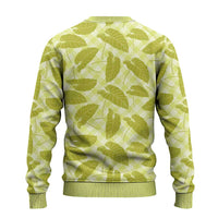 Lime Green Hawaii Kalo Palaka Motifs Ugly Christmas Sweater Hawaiian Taro Leaves Elegant Vibes LT14 - Polynesian Pride