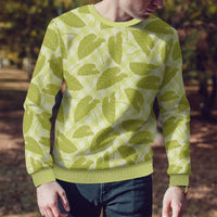 Lime Green Hawaii Kalo Palaka Motifs Ugly Christmas Sweater Hawaiian Taro Leaves Elegant Vibes LT14 - Polynesian Pride