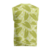 Lime Green Hawaii Kalo Palaka Motifs Christmas Knitted V-Neck Vest Hawaiian Taro Leaves Elegant Vibes LT14 - Polynesian Pride