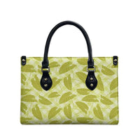 Lime Green Hawaii Kalo Palaka Motifs Leather Bag Hawaiian Taro Leaves Elegant Vibes LT14 - Polynesian Pride