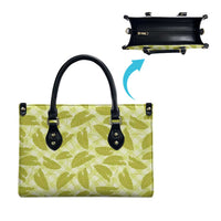 Lime Green Hawaii Kalo Palaka Motifs Leather Bag Hawaiian Taro Leaves Elegant Vibes LT14 - Polynesian Pride