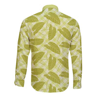 Lime Green Hawaii Kalo Palaka Long Sleeve Button Shirt - Hawaiian Taro Leaves Elegant Vibes LT14 - Polynesian Pride