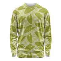 Lime Green Hawaii Kalo Palaka Motifs Long Sleeve Shirt Hawaiian Taro Leaves Elegant Vibes LT14 Unisex Lime Green - Polynesian Pride