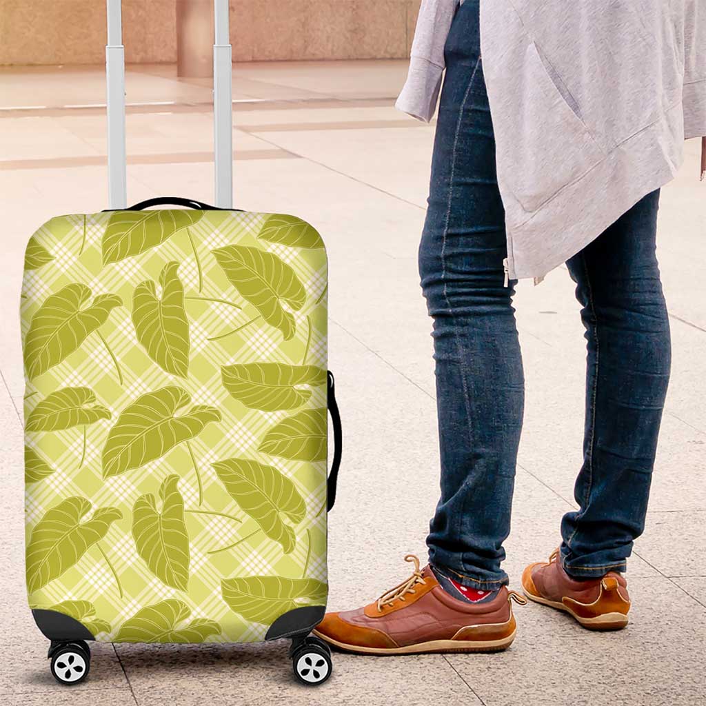 Lime Green Hawaii Kalo Palaka Motifs Luggage Cover Hawaiian Taro Leaves Elegant Vibes LT14 Lime Green - Polynesian Pride