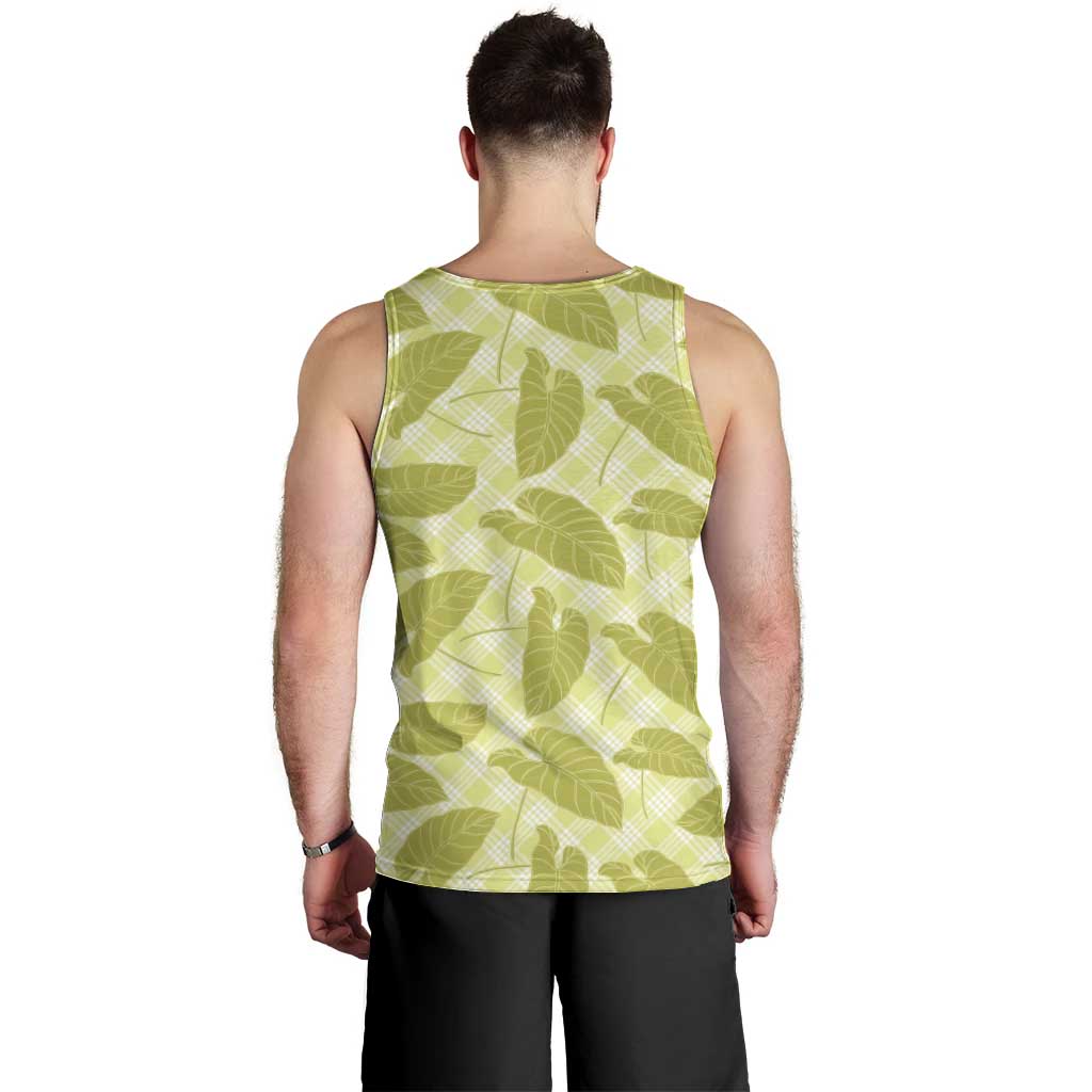Lime Green Hawaii Kalo Palaka Motifs Men Tank Top Hawaiian Taro Leaves Elegant Vibes LT14 - Polynesian Pride