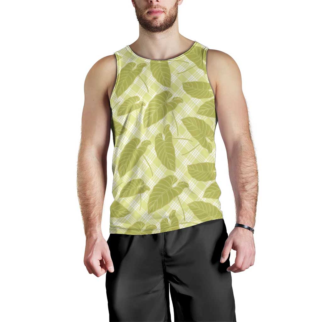 Lime Green Hawaii Kalo Palaka Motifs Men Tank Top Hawaiian Taro Leaves Elegant Vibes LT14 - Polynesian Pride